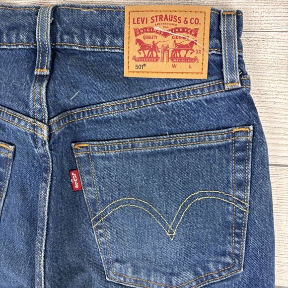 Levi's 501 Jeans Women's 24x32 Blue Original Fit Stretch Denim Button Fly - Picture 6 of 15